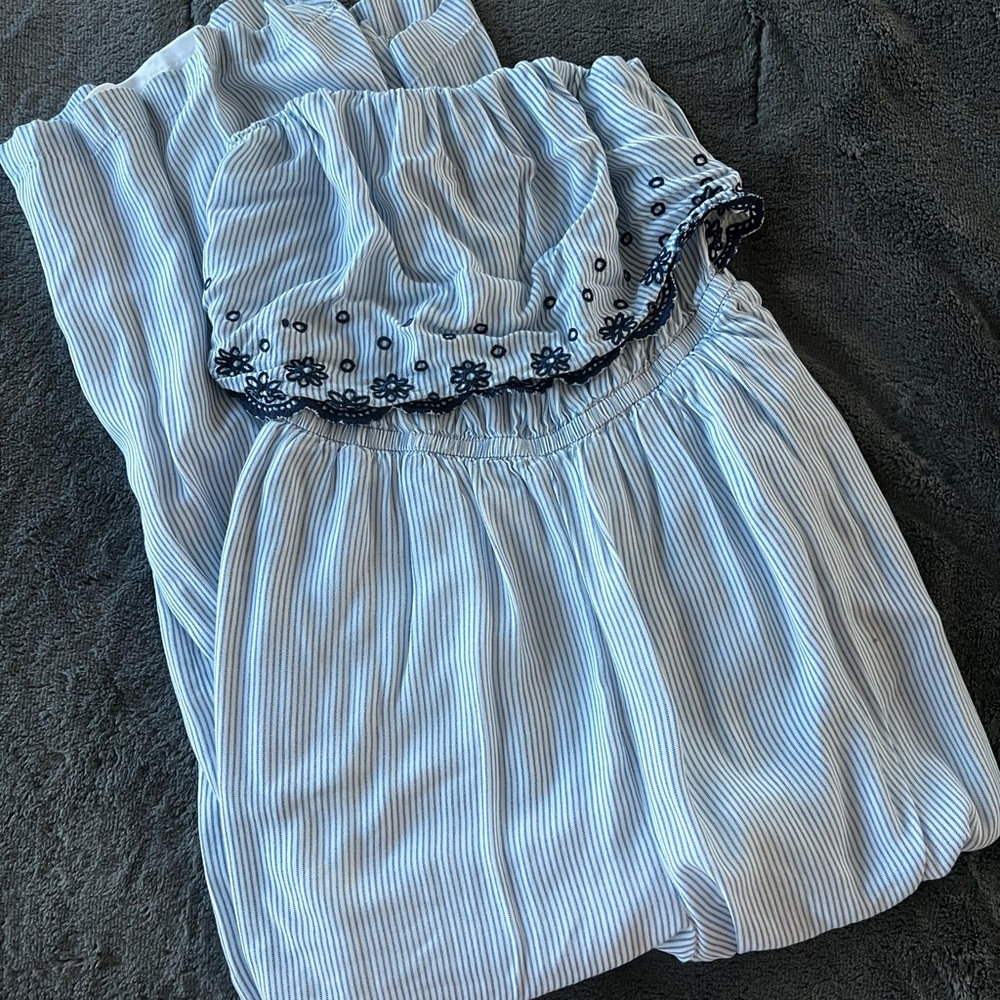 Blue Striped Women's Romper